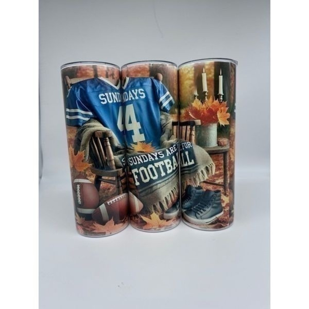 Sundays Are For Football Skinny Tumbler 20oz Blue Jersey 44 Autumn Fall Decor